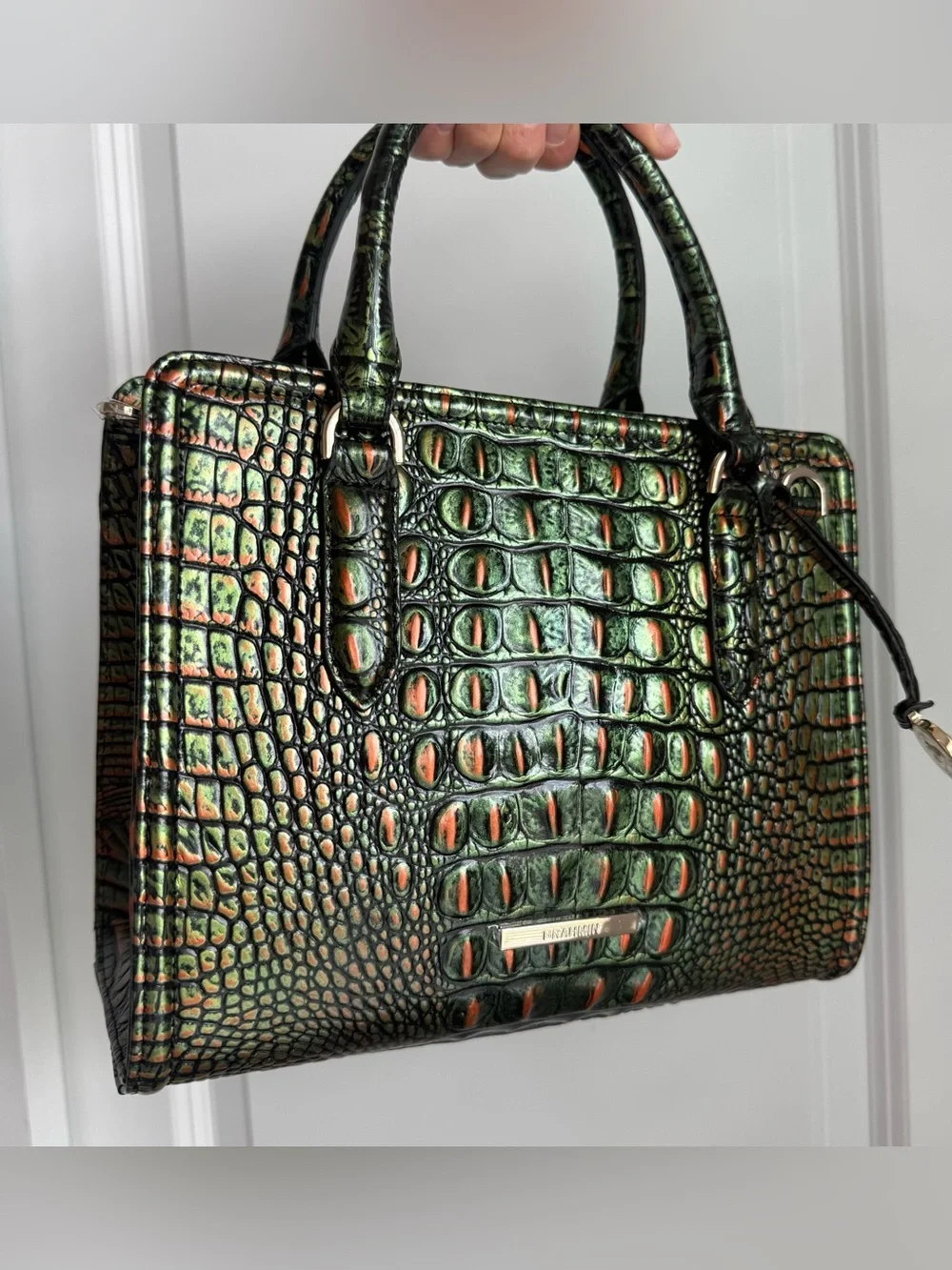Brahmin Cami Satchel Samba Green Melbourne Leather